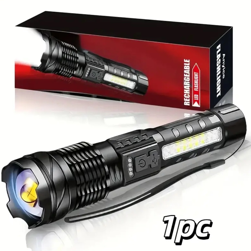Aminco Black LED Flashlight with USB C PORT  Battery NWT